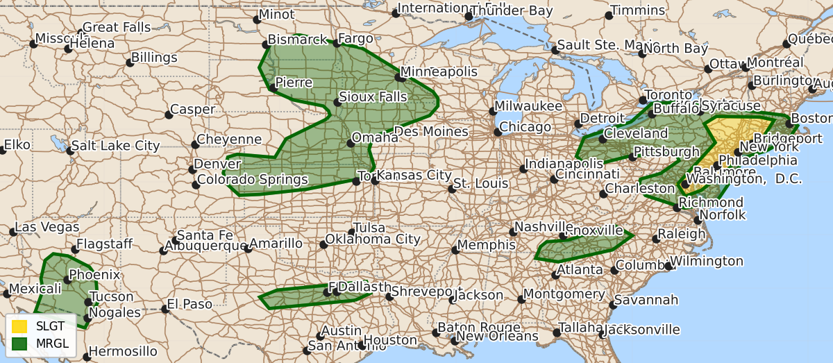 Risk area map for Day 1 Convective Outlook