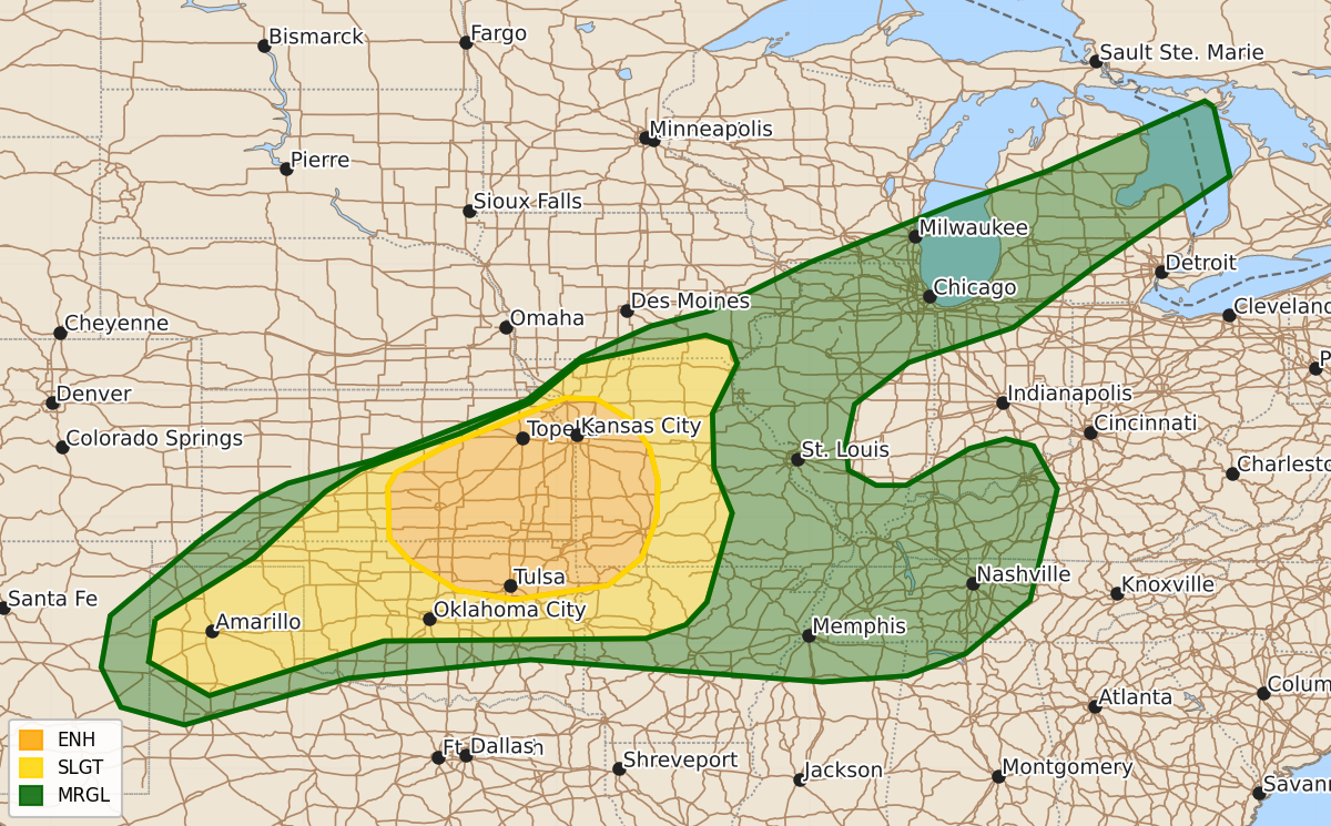 Risk area map for Day 1 Areal Outline