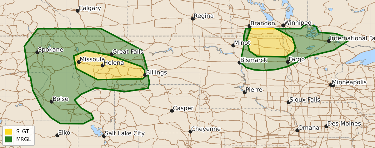 Risk area map for Day 1 Areal Outline