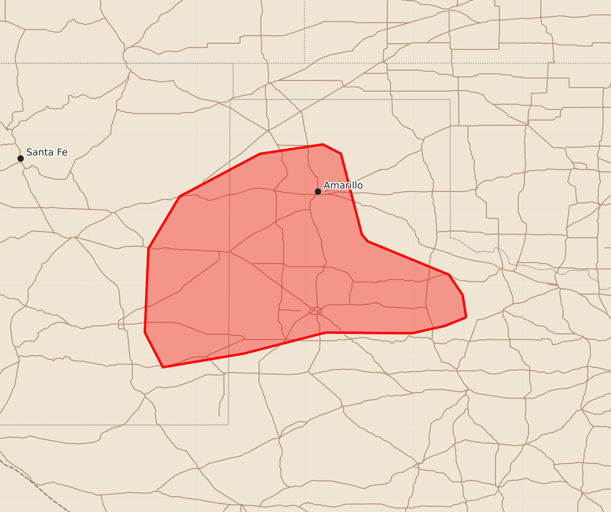 Risk area map for Mesoscale Discussion 1605