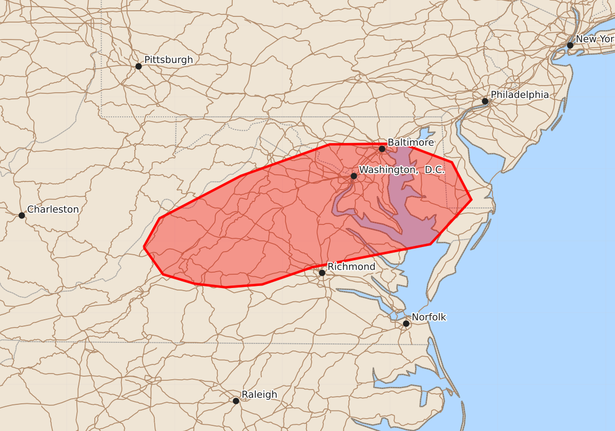 Risk area map for Mesoscale Discussion 1333