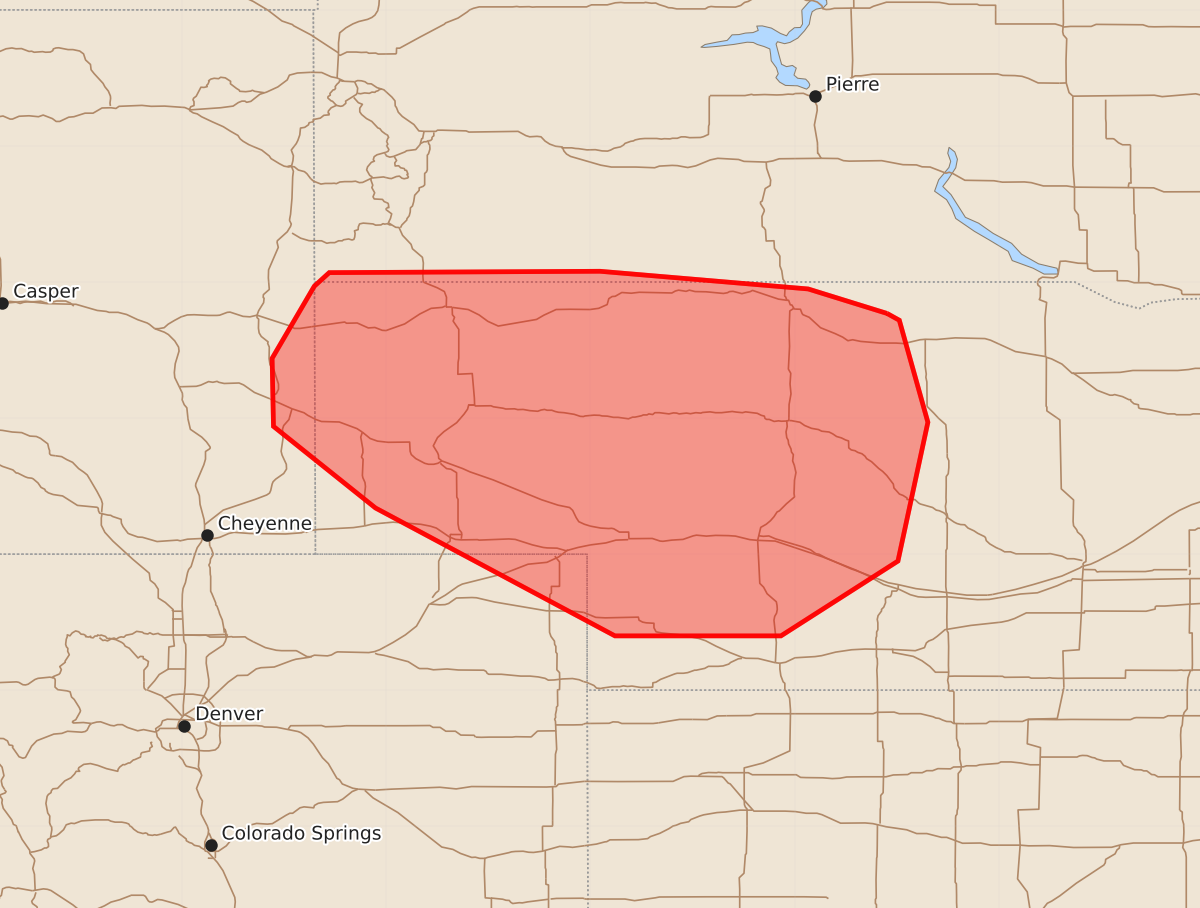 Risk area map for Mesoscale Discussion 1883