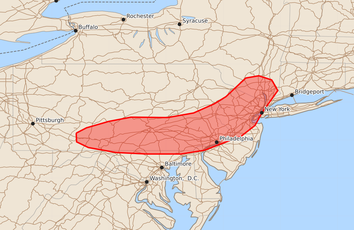 Risk area map for Mesoscale Discussion 1784