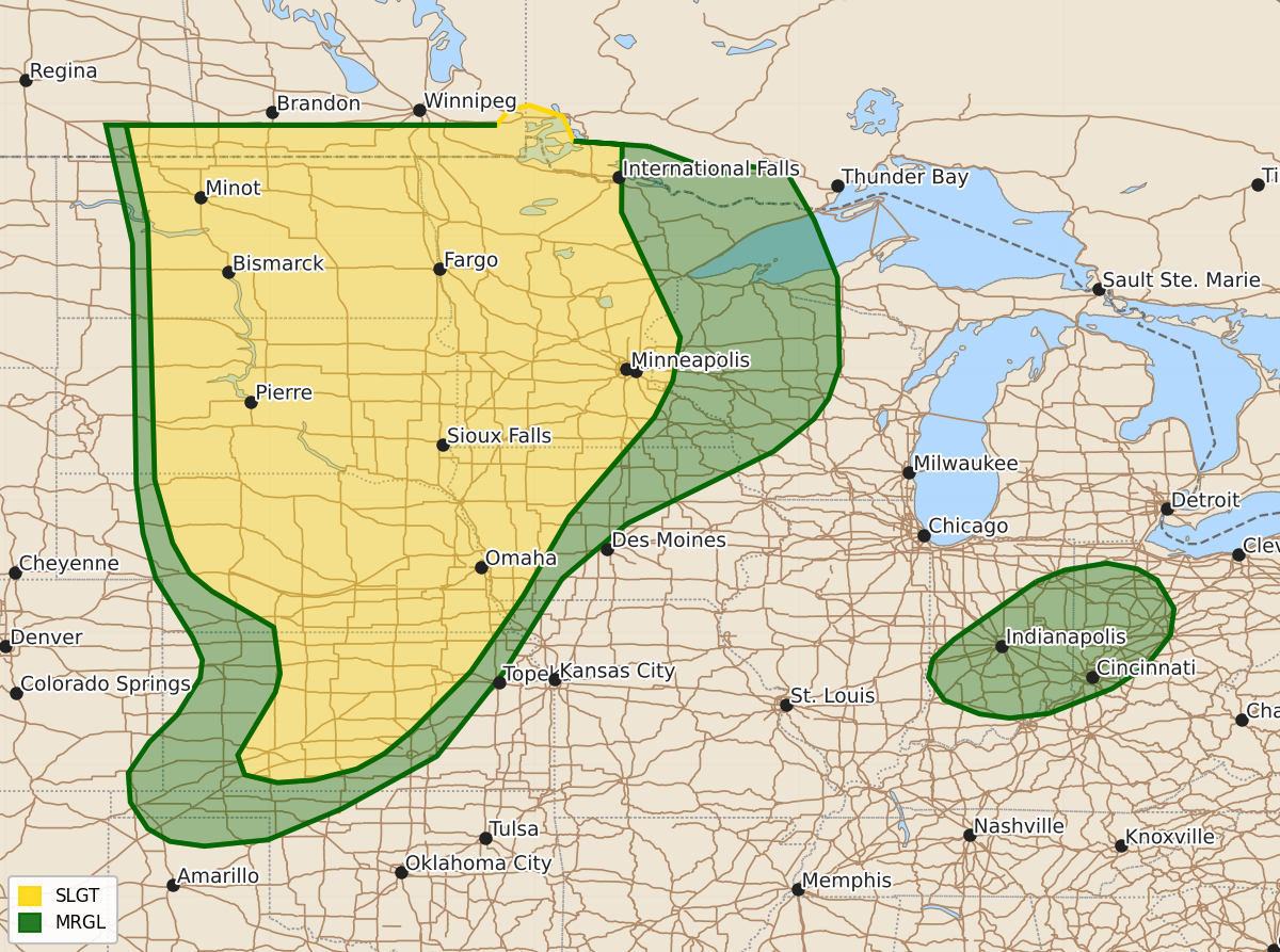 Risk area map for Day 1 Areal Outline