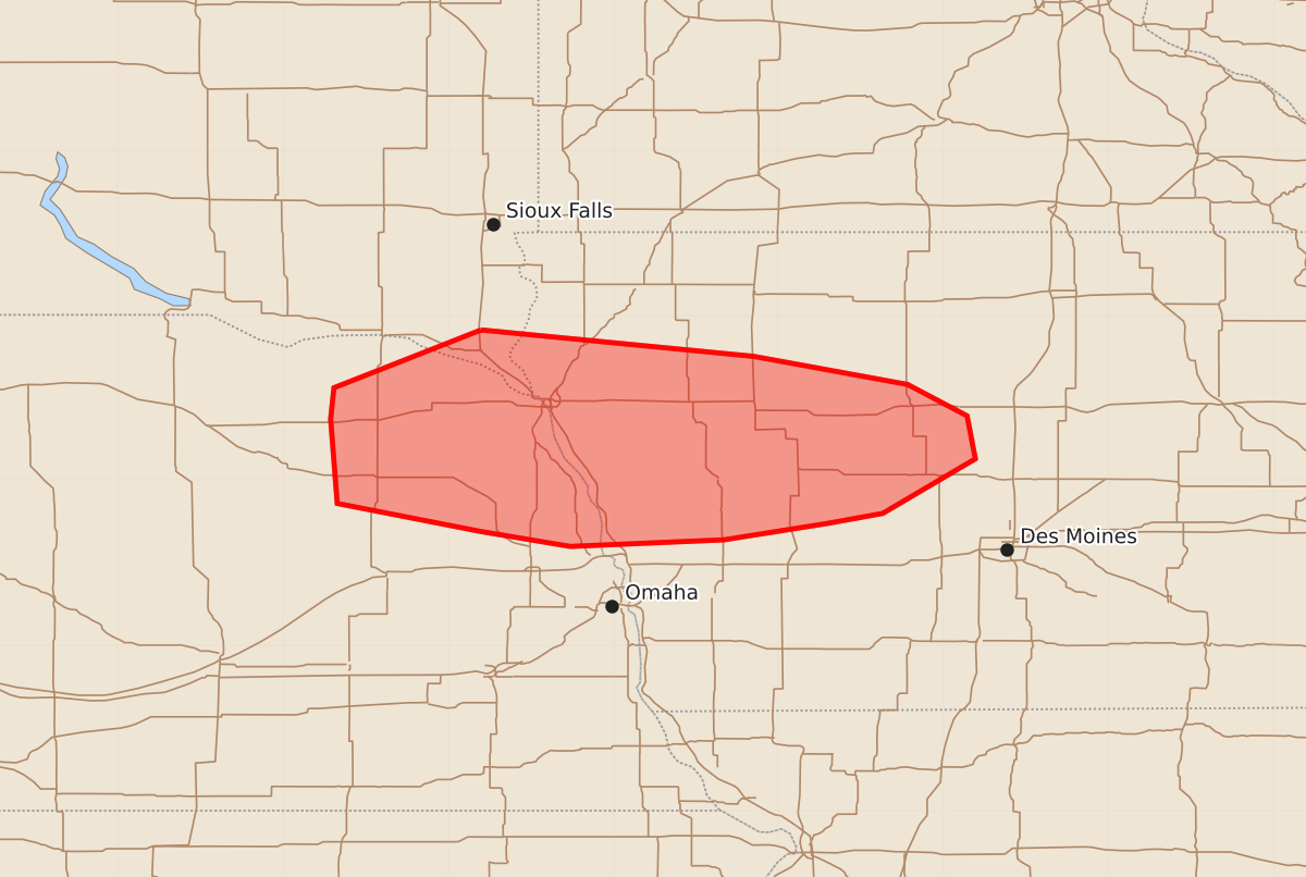 Risk area map for Mesoscale Discussion 1463