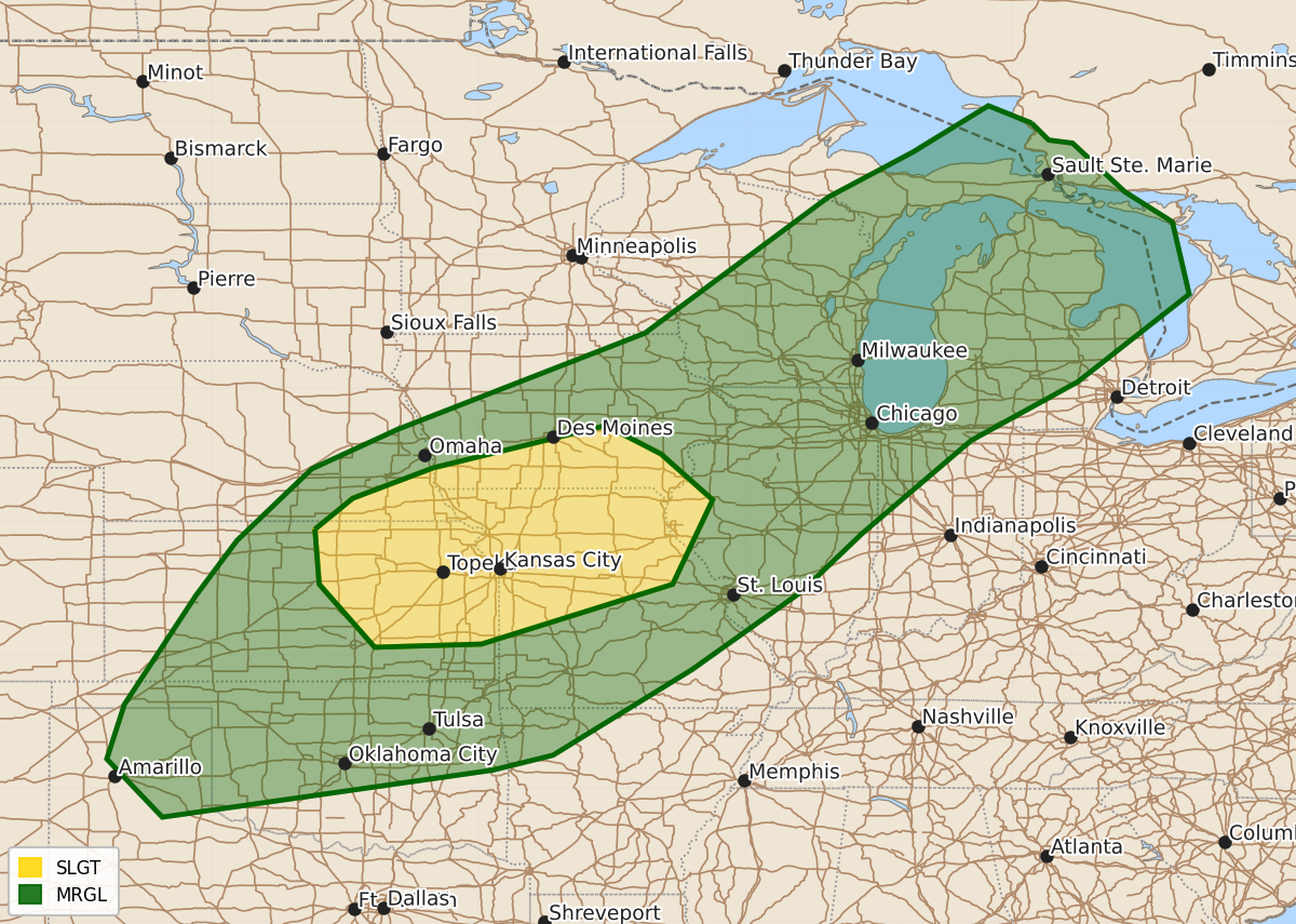 Risk area map for Day 3 Convective Outlook