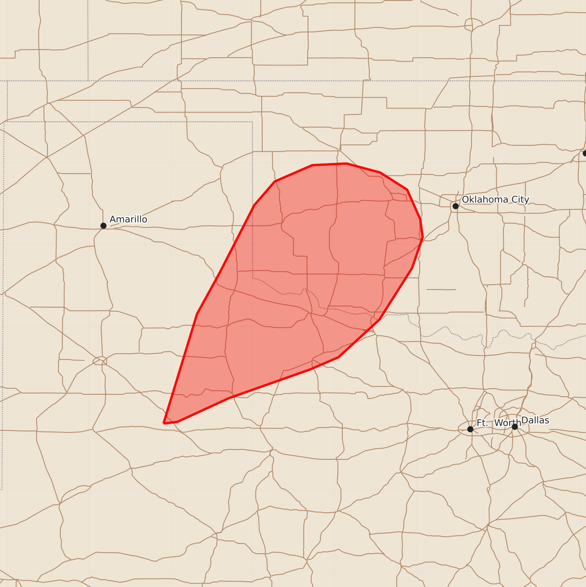 Risk area map for Mesoscale Discussion 2342