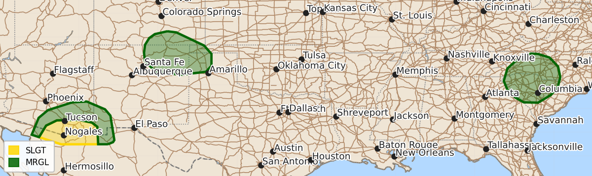 Risk area map for Day 1 Areal Outline