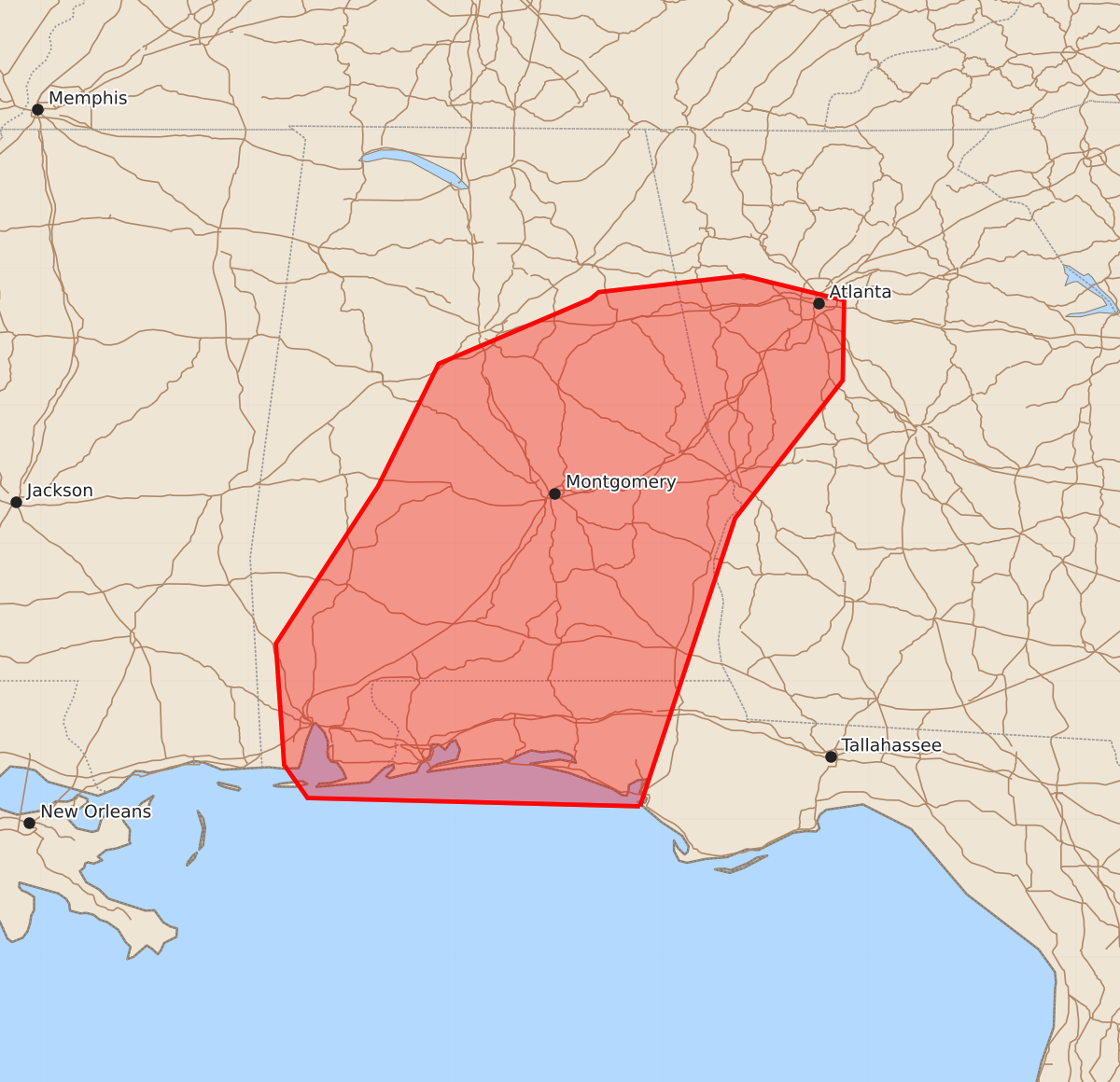 Risk area map for Mesoscale Discussion 1397