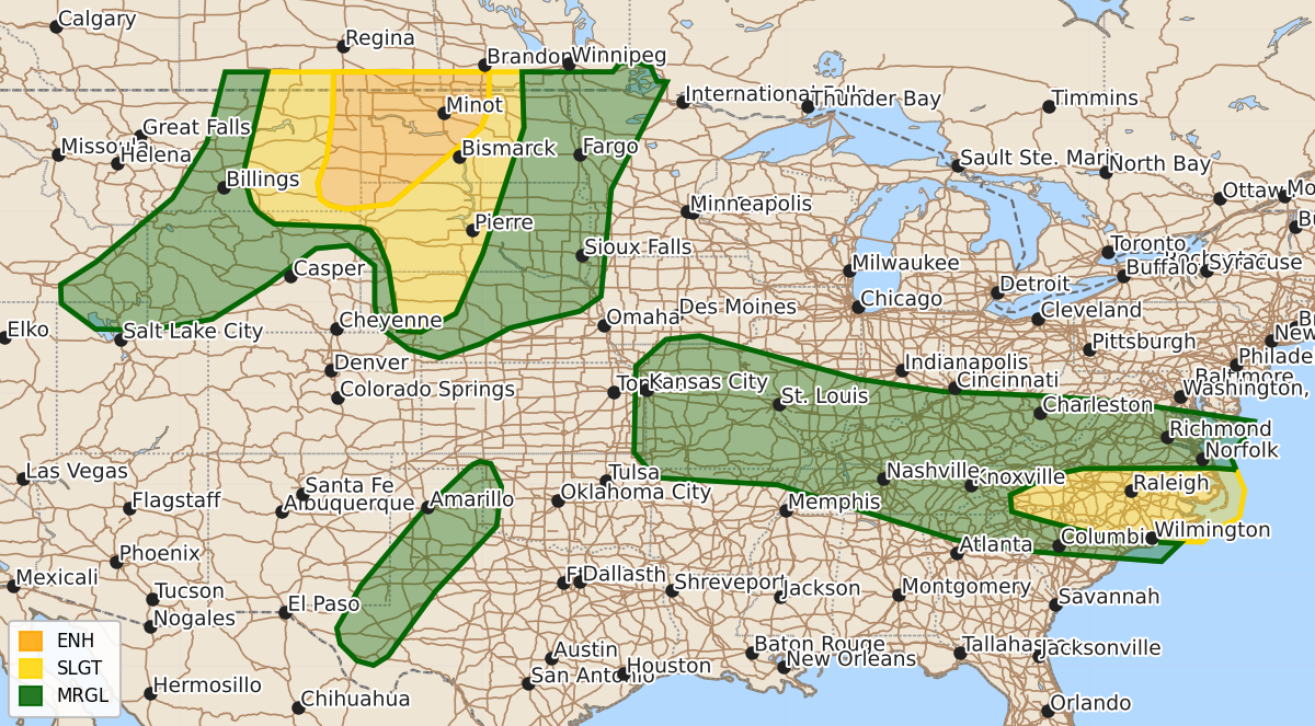 Risk area map for Day 1 Areal Outline