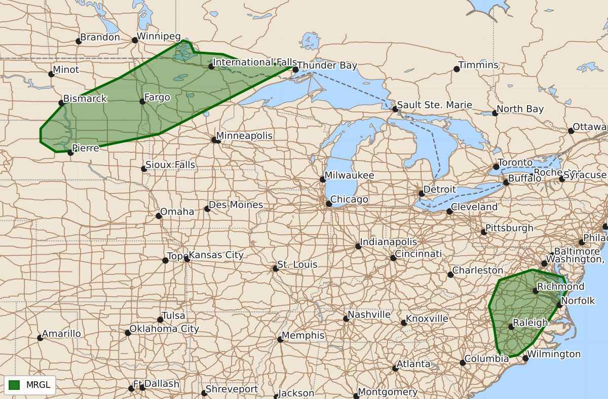 Risk area map for Day 2 Convective Outlook