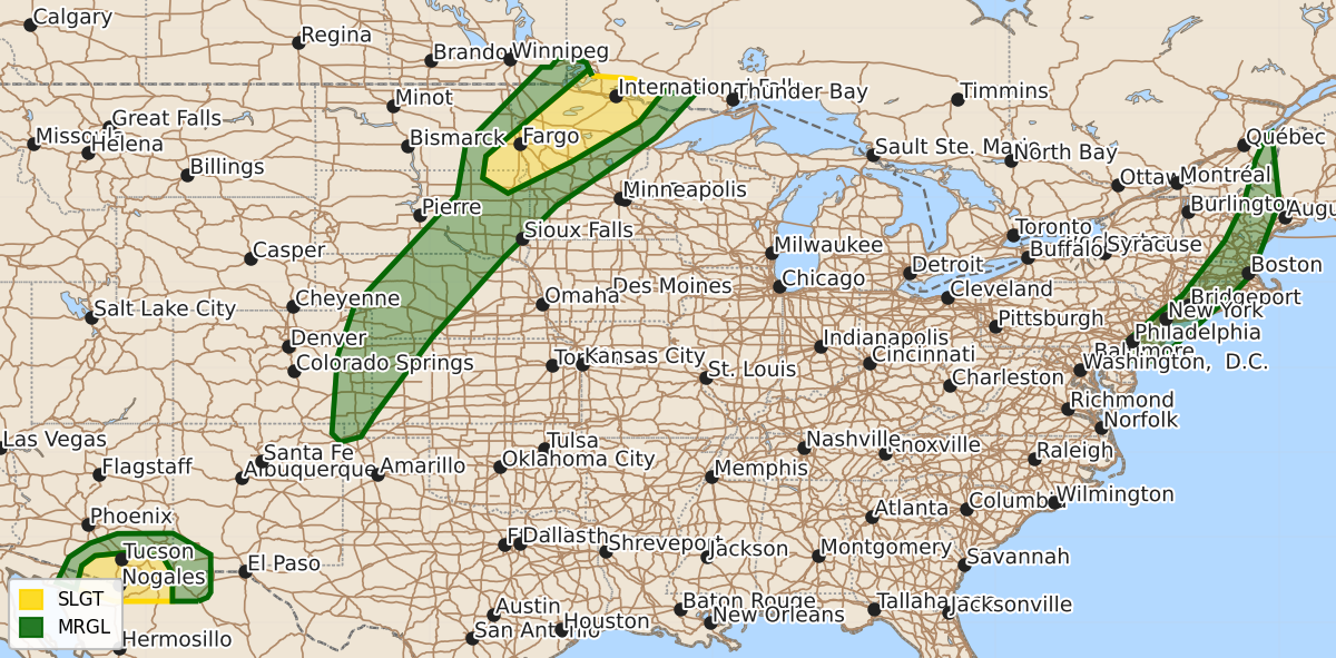 Risk area map for Day 1 Areal Outline