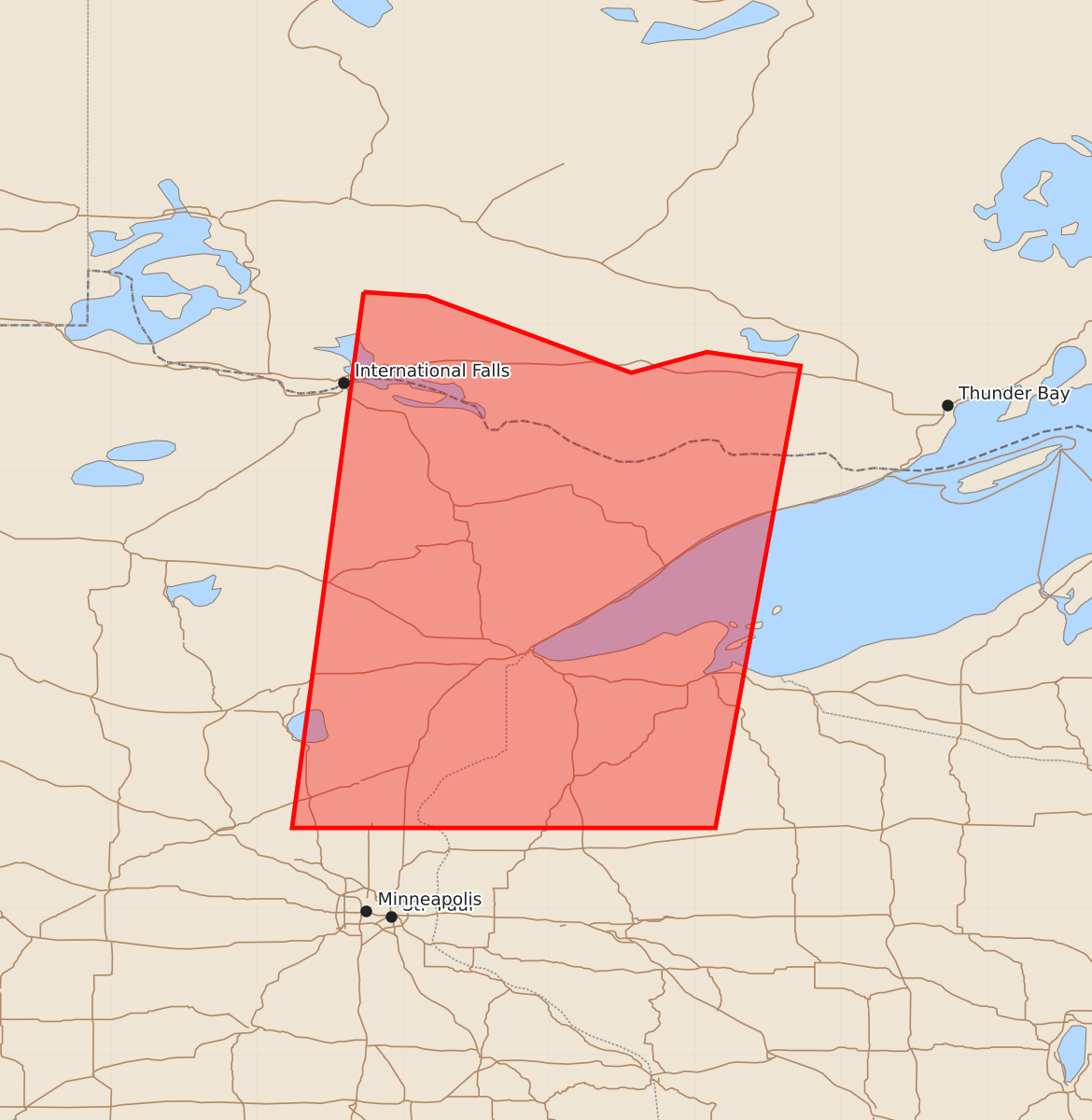 Risk area map for Watch 626 Outline