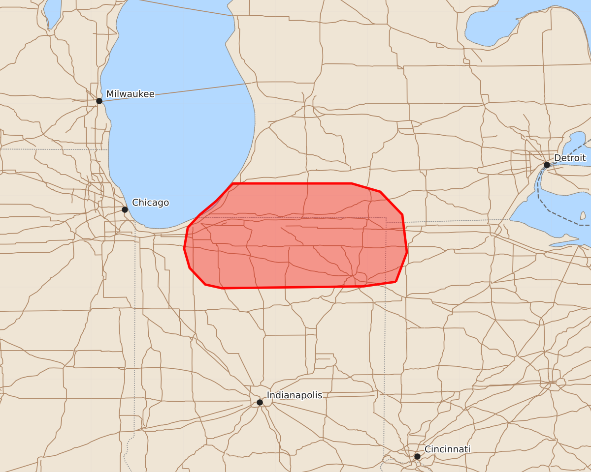 Risk area map for Mesoscale Discussion 1484