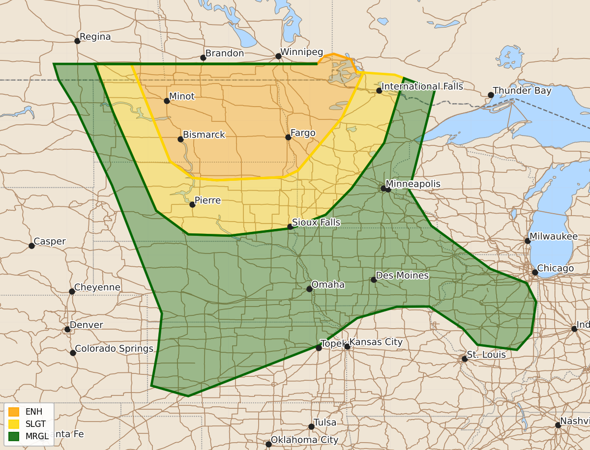 Risk area map for Day 3 Convective Outlook
