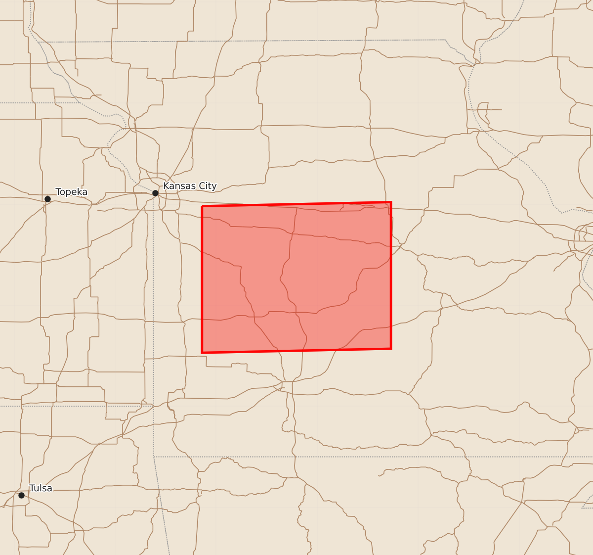 Risk area map for Watch 345 Outline