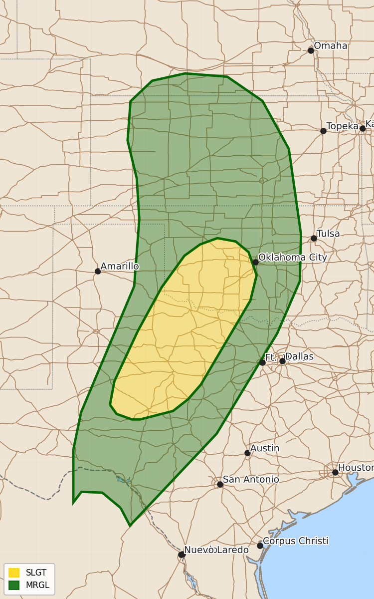 Risk area map for Day 3 Areal Outline