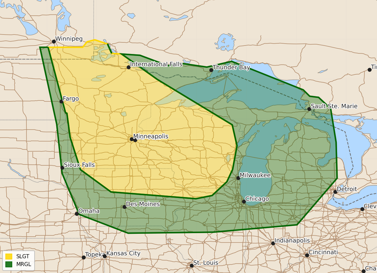 Risk area map for Day 3 Areal Outline