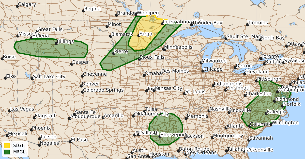 Risk area map for Day 1 Areal Outline