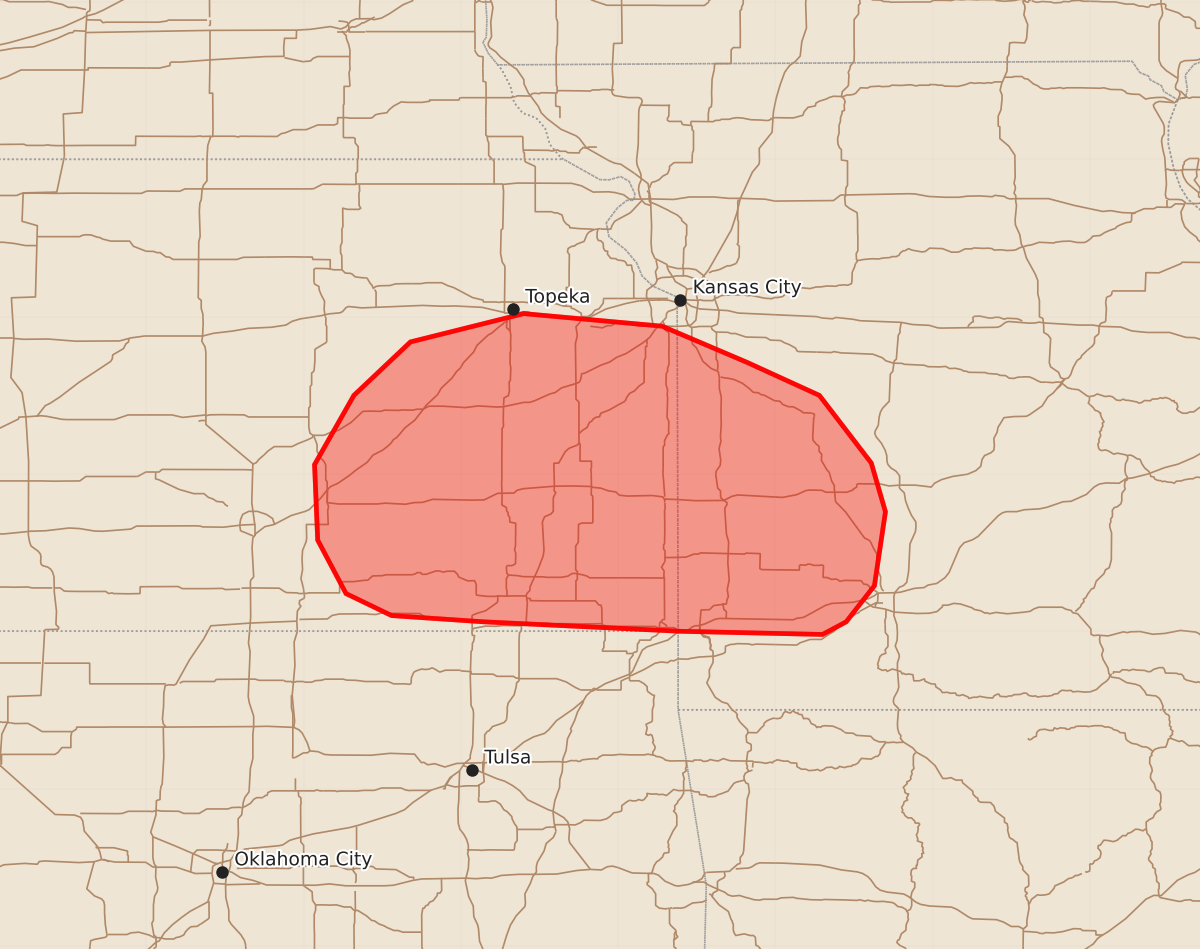 Risk area map for Mesoscale Discussion 1116