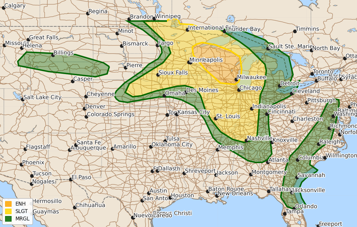 Risk area map for Day 1 Areal Outline