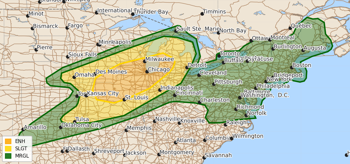 Risk area map for Day 3 Areal Outline