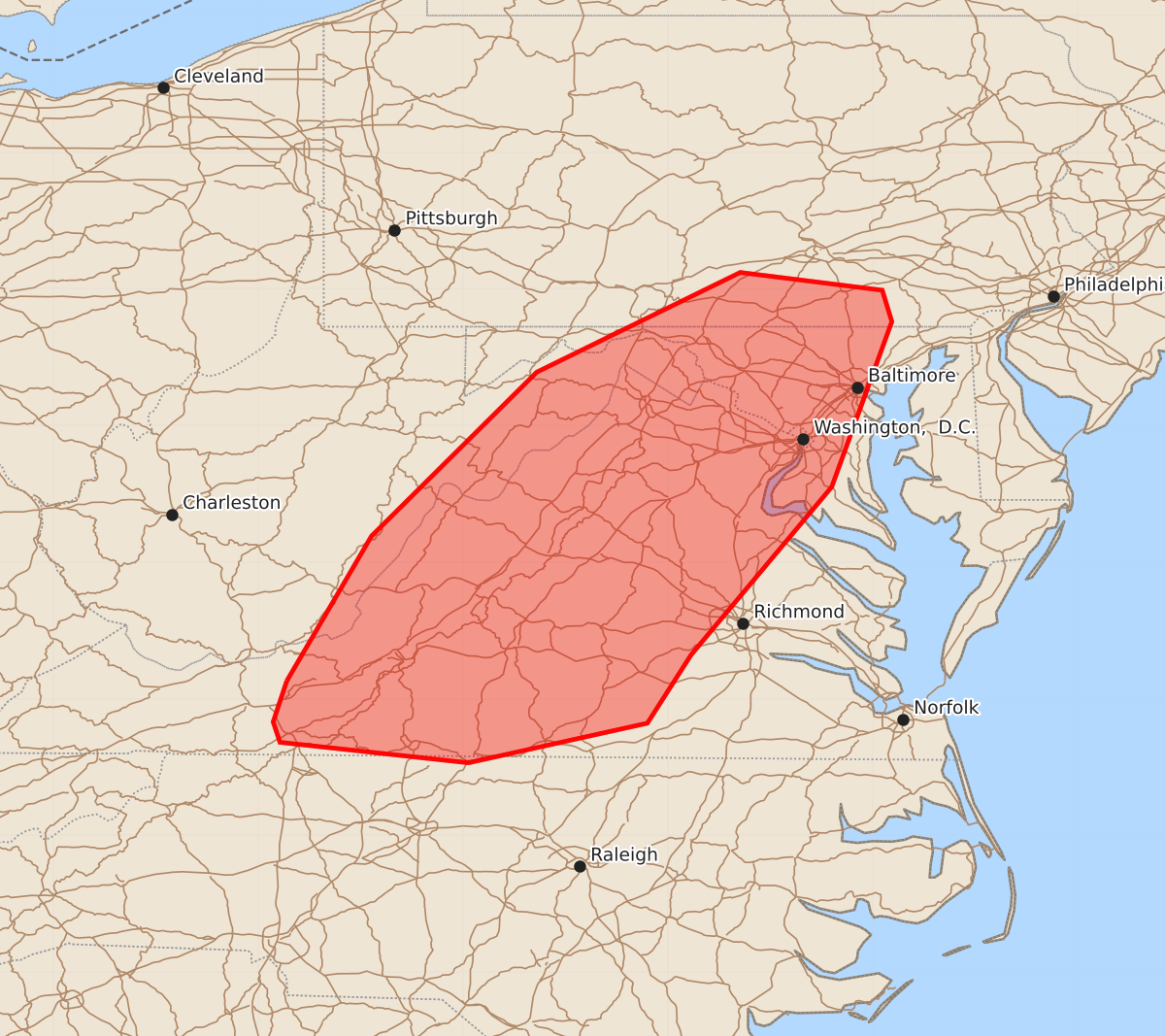 Risk area map for Mesoscale Discussion 1141