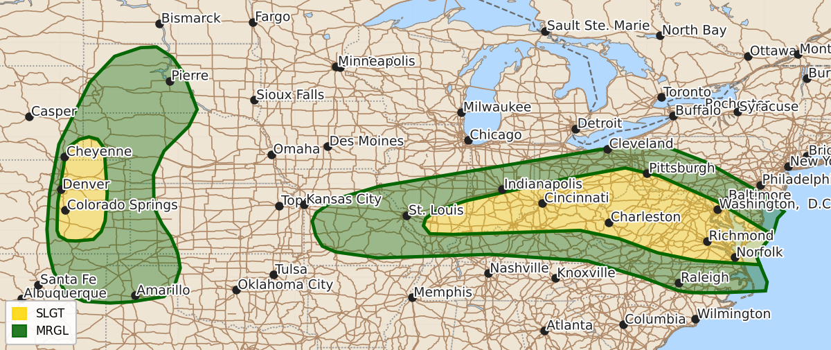 Risk area map for Day 1 Areal Outline