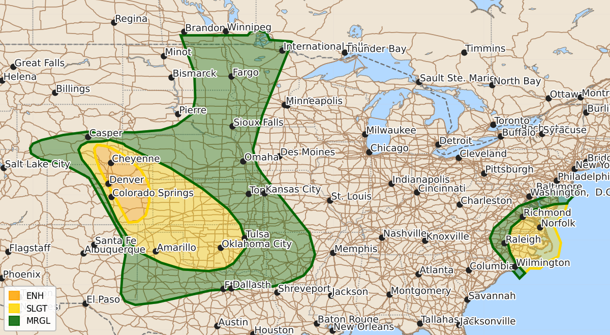 Risk area map for Day 1 Areal Outline
