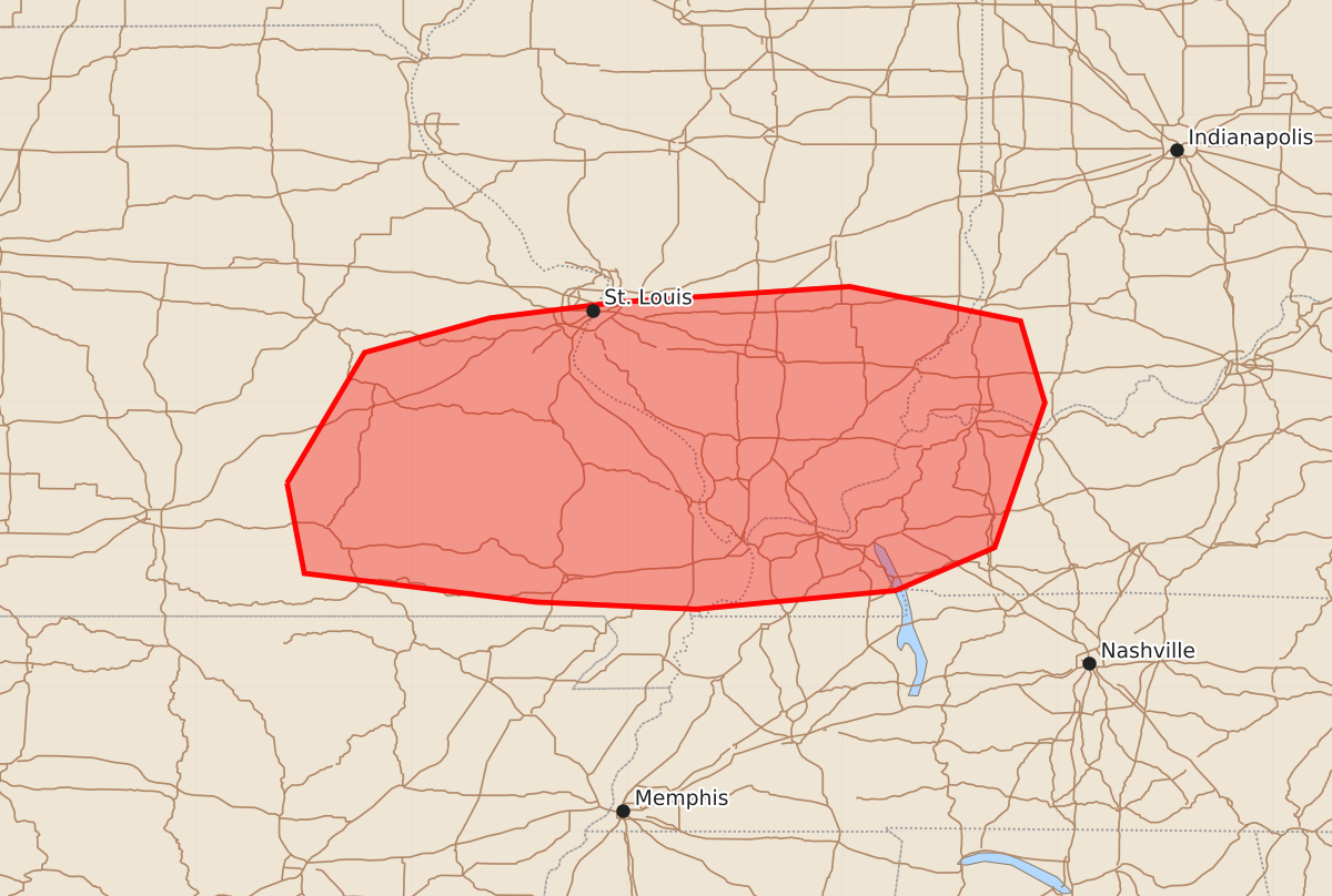 Risk area map for Mesoscale Discussion 2047