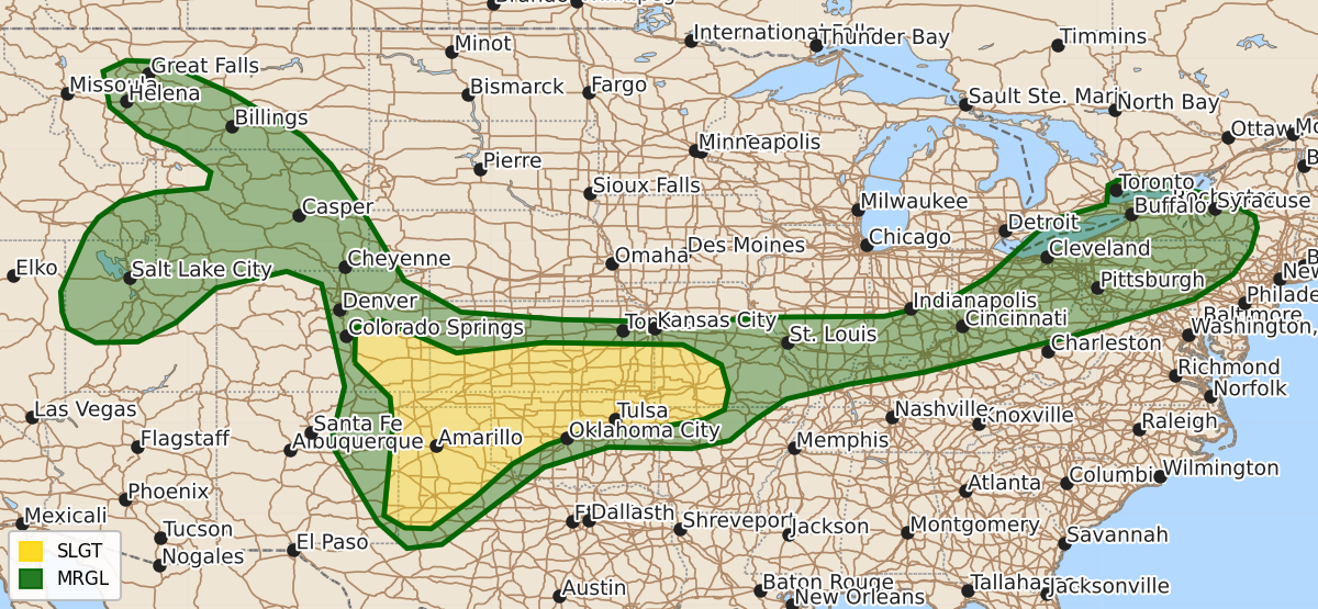 Risk area map for Day 1 Areal Outline