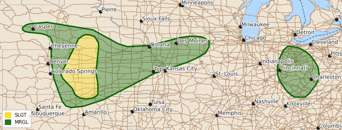 Risk area map for Day 1 Areal Outline