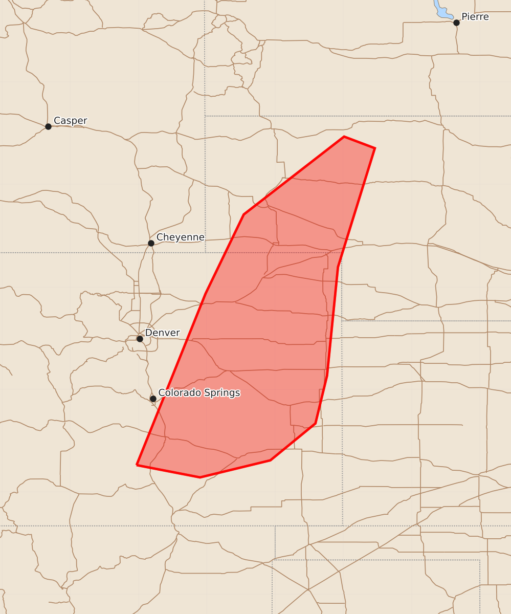 Risk area map for Mesoscale Discussion 1792