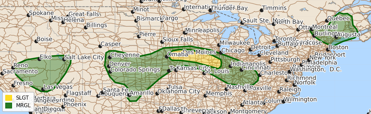 Risk area map for Day 1 Convective Outlook