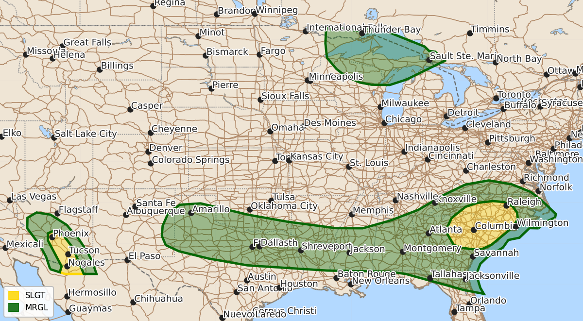 Risk area map for Day 1 Areal Outline