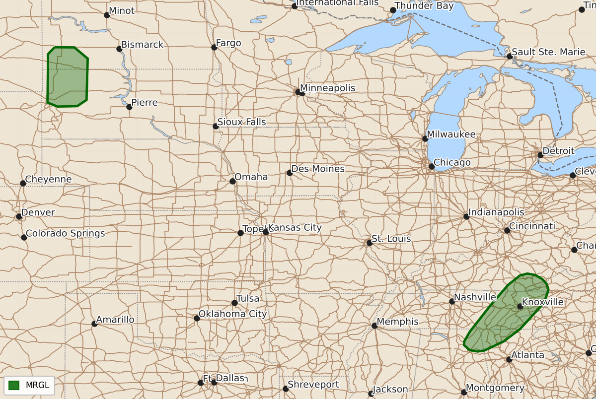 Risk area map for Day 1 Convective Outlook