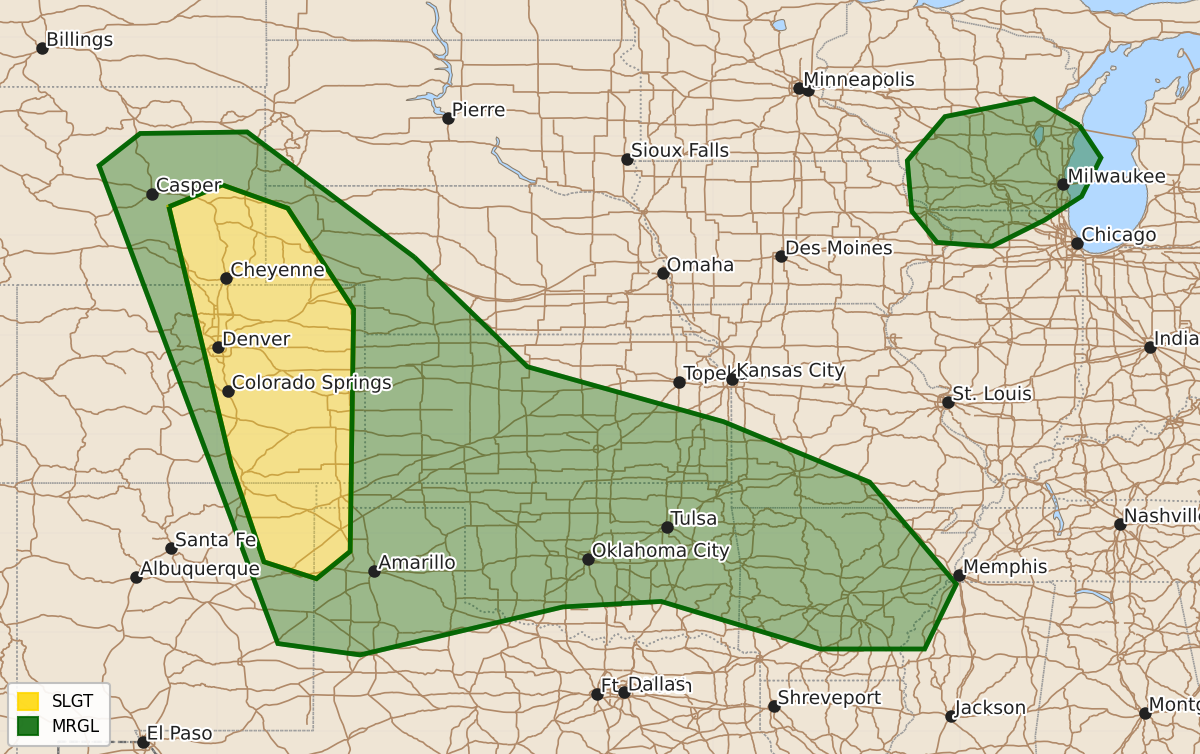Risk area map for Day 3 Convective Outlook