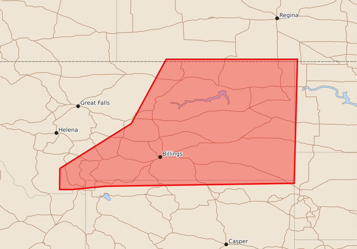 Risk area map for Mesoscale Discussion 2107
