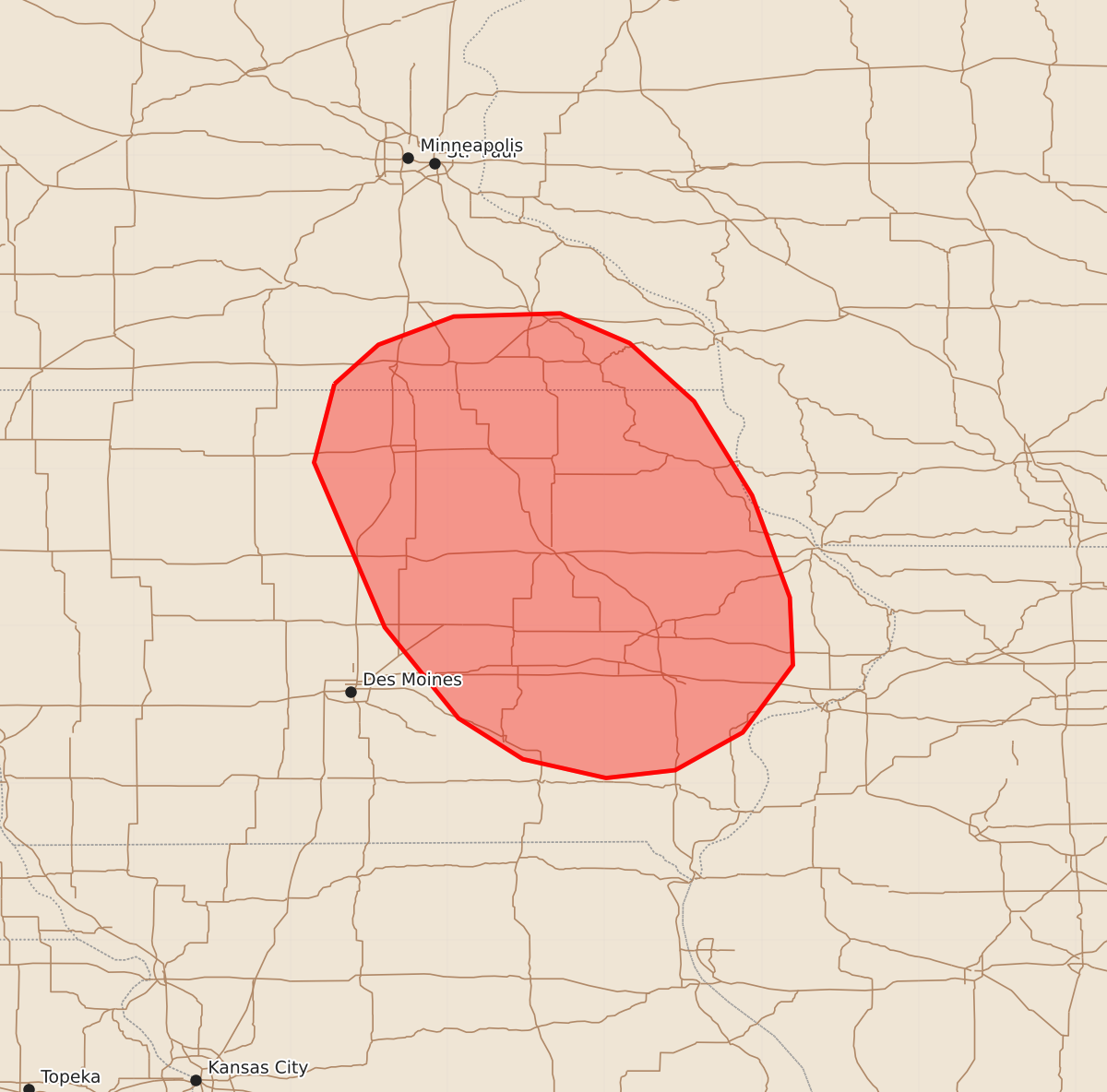 Risk area map for Mesoscale Discussion 1670