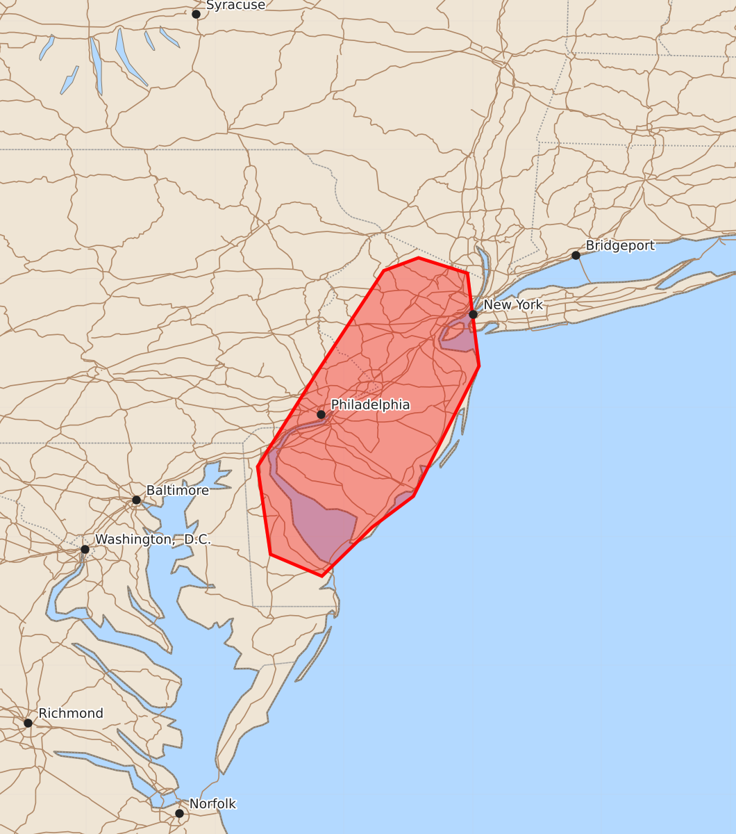 Risk area map for Mesoscale Discussion 1902