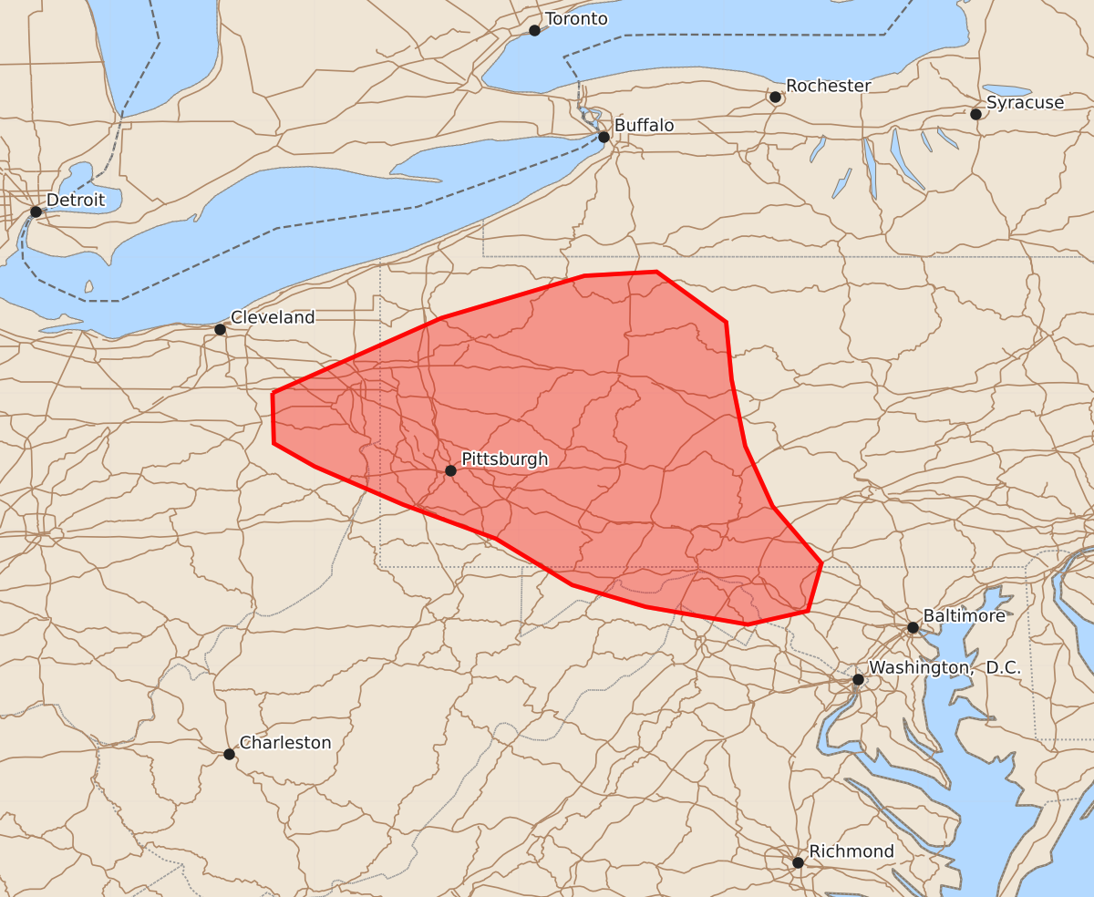 Risk area map for Mesoscale Discussion 1526