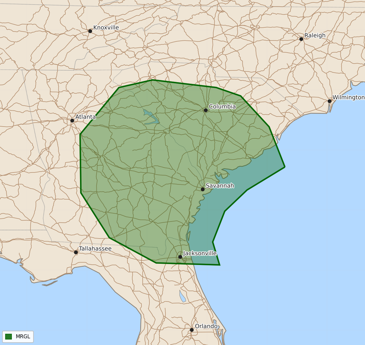 Risk area map for Day 2 Areal Outline