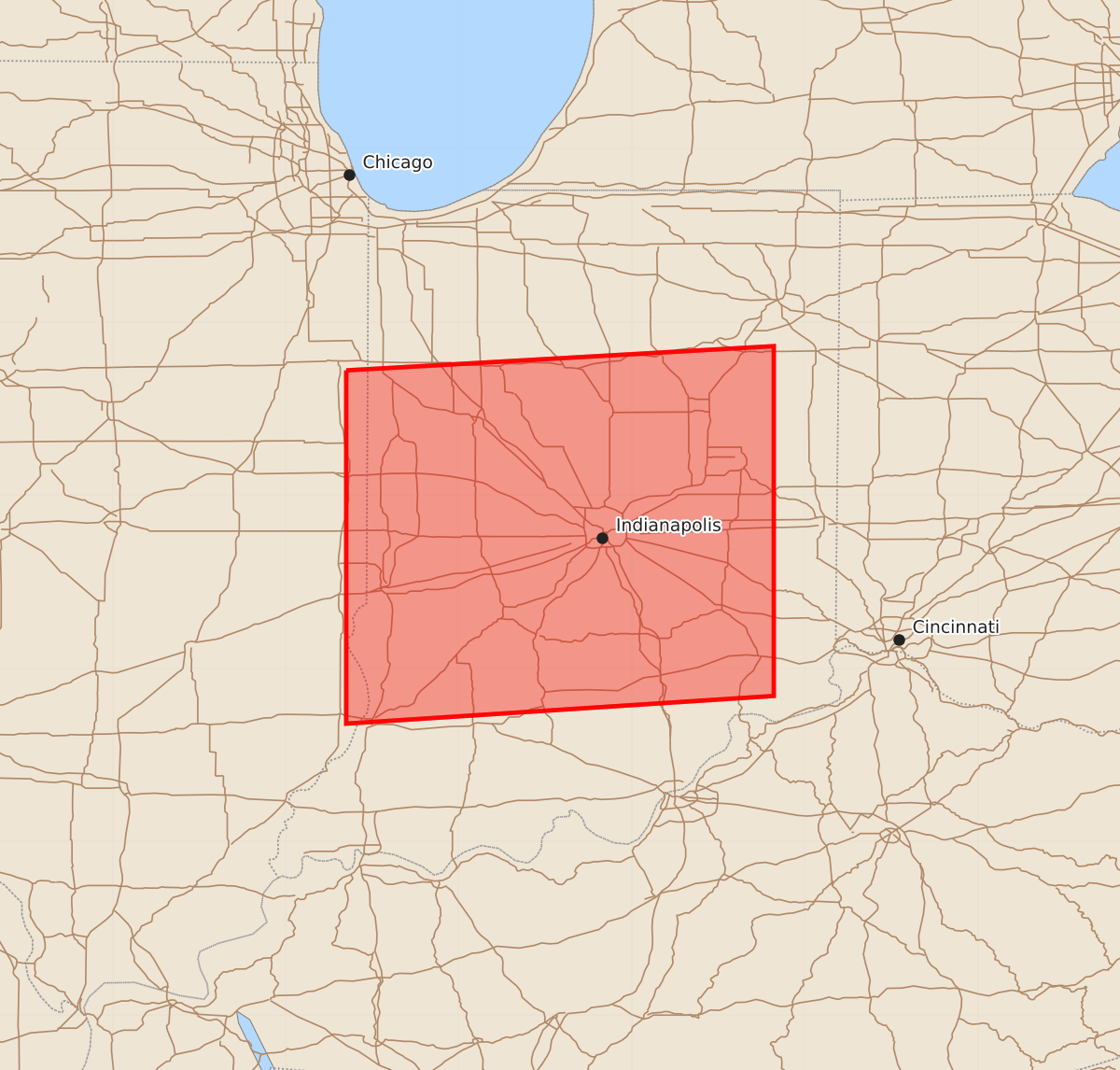 Risk area map for Watch 344 Outline