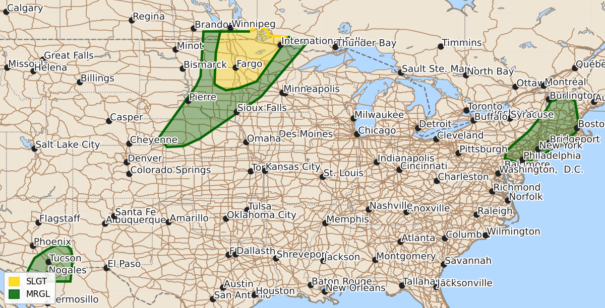 Risk area map for Day 2 Areal Outline