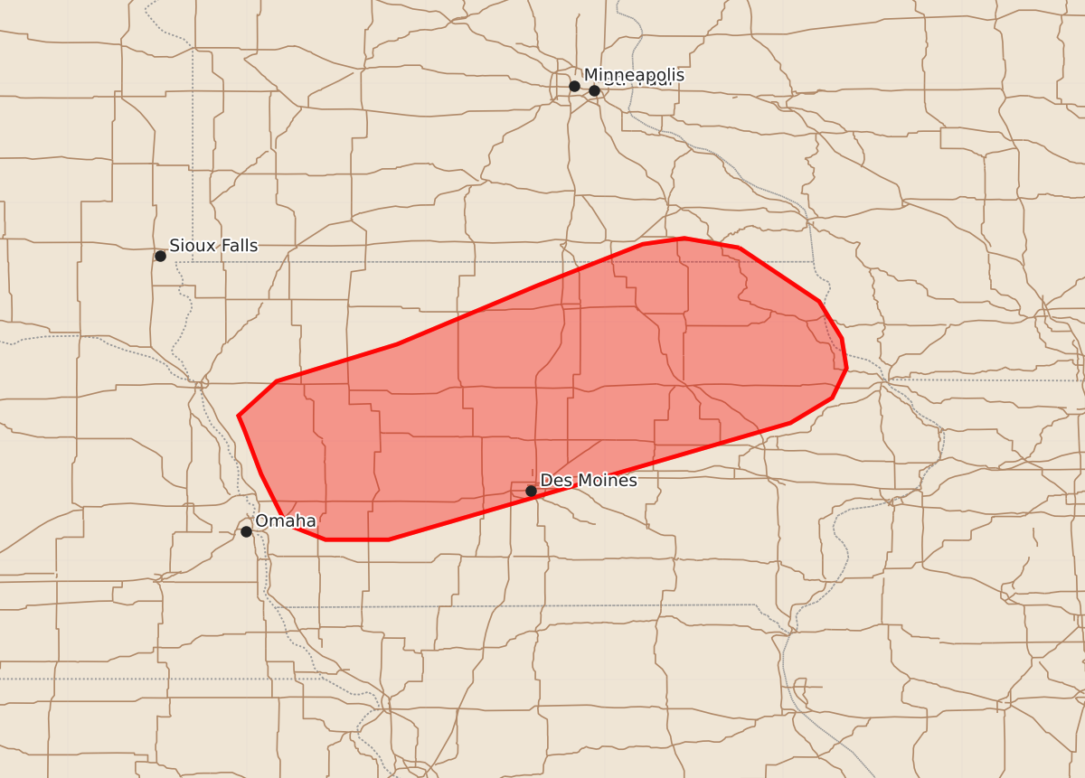 Risk area map for Mesoscale Discussion 1549