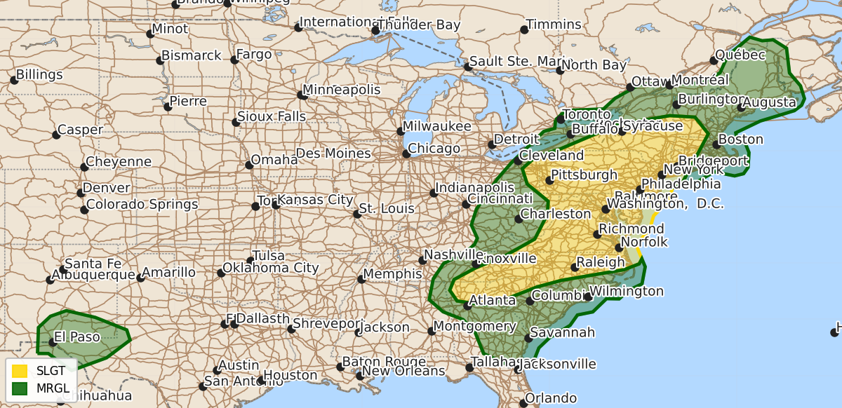 Risk area map for Day 1 Areal Outline