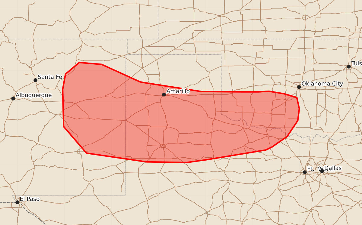 Risk area map for Mesoscale Discussion 1811