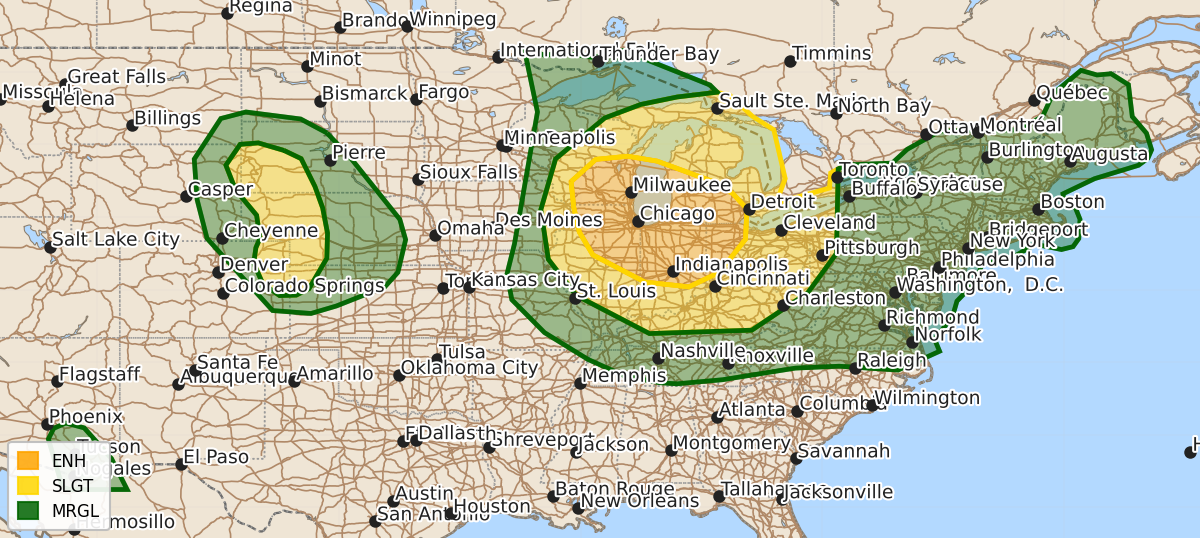 Risk area map for Day 1 Areal Outline