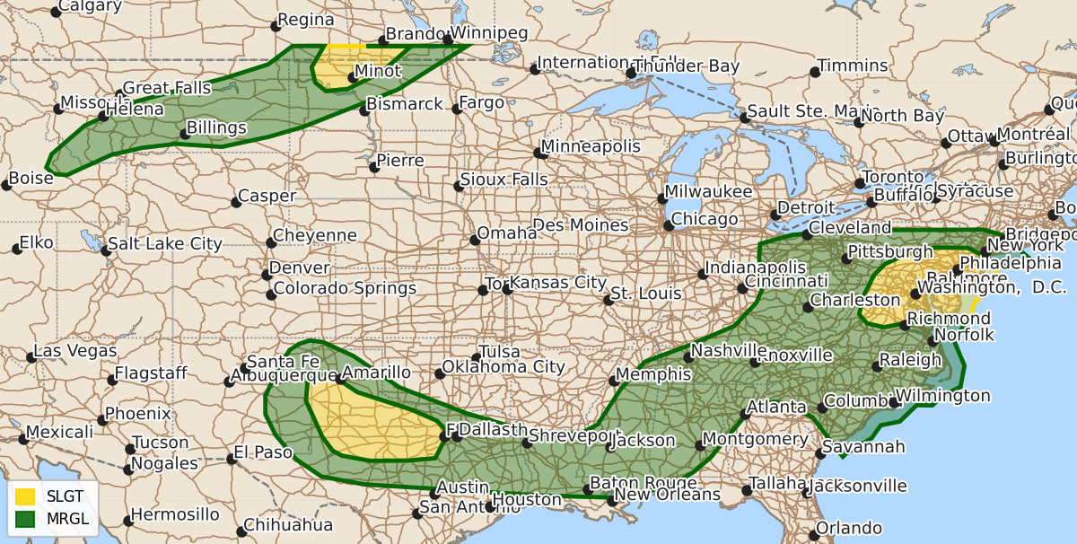 Risk area map for Day 1 Areal Outline