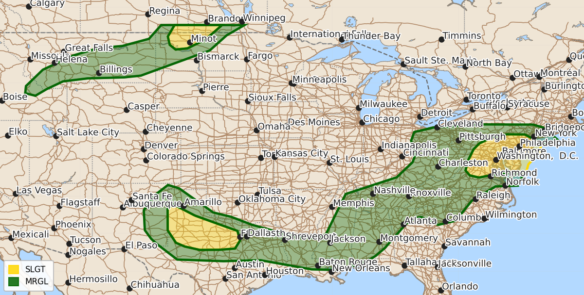 Risk area map for Day 1 Areal Outline